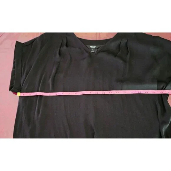 Simply Vera VeraWang Hi-Low V-Neck Short Sleeve Blouse Sz XL Career Office - Picture 6 of 8